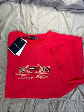 Tommy Hilfiger Red Embroidered 1985 Logo Tee
